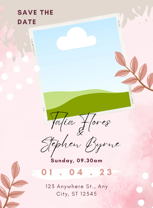 Pink Leaf Save The Date-AASTD016 - Image 2