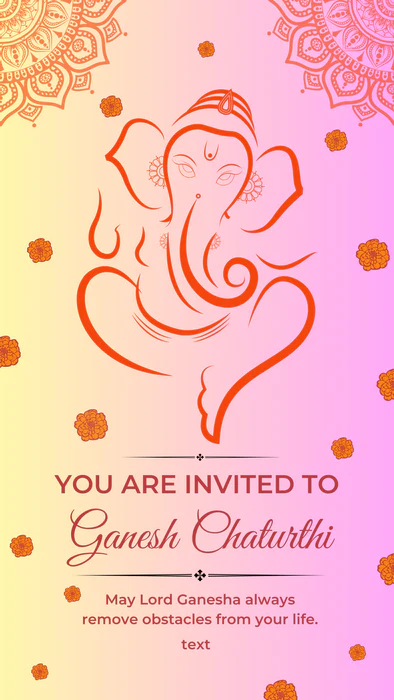 Pink Marigold Ganesh Chaturthi Invitation-AAGCI002 - Image 2
