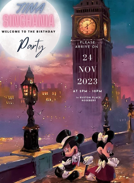 Pink Mickey Princess & fairytail Invitation-AAPAF007 - Image 2