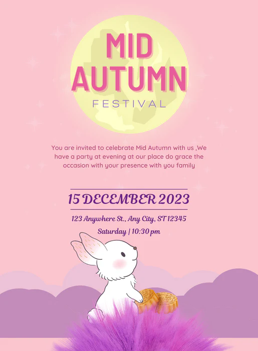 Pink Rabbit mid-autumn festival Invitation-AAMID008 - Image 2