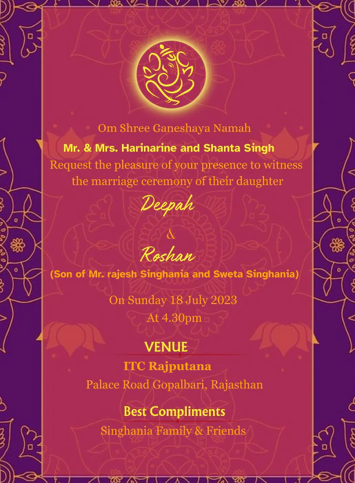 Pink Radiant Rajasthani Wedding Invitation-AARWI006 - Image 2