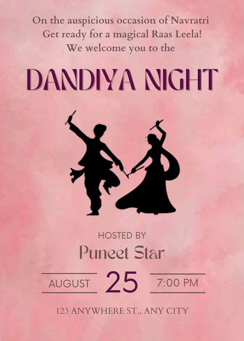 Pink Shade Dandiya Invitation-AADDI001 - Image 2