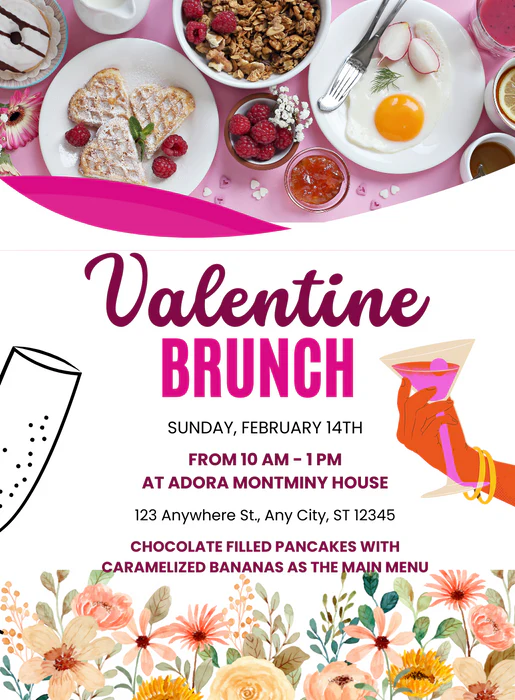 Pink Valentine Lunch & Brunch Invitation-AALUB003 - Image 2