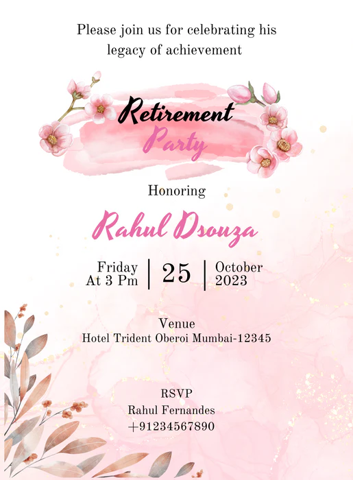 Pink Watercolor Retirement Party-AARTI004 - Image 2