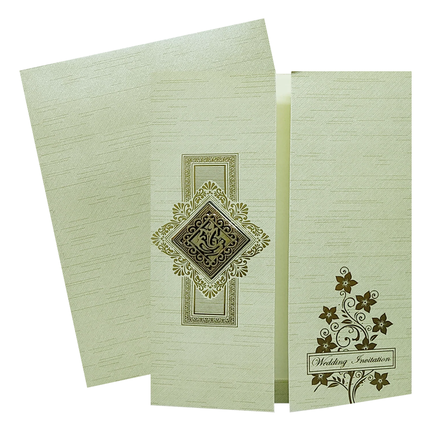 Pista Green Door Ganesha Wedding Card-KNRM7076N - Image 2