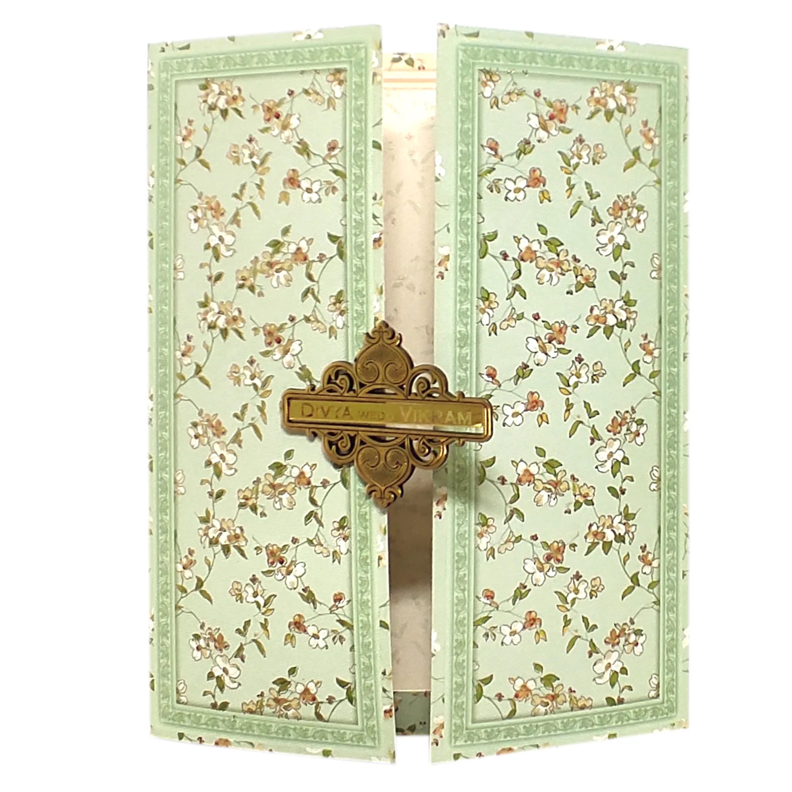 Pista Green Floral Box Invitation Card-KNKN6307 - Image 3