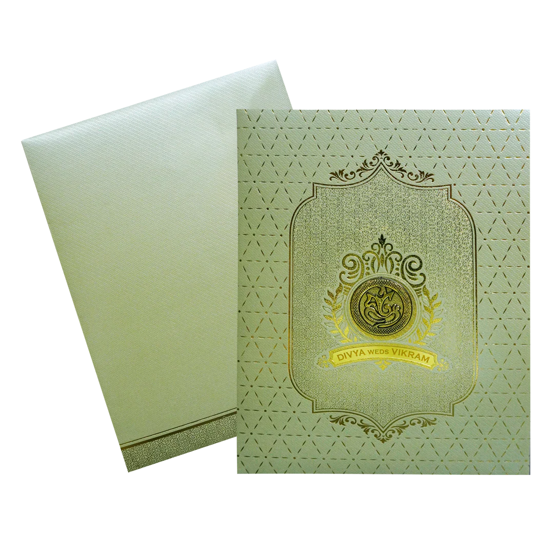 Pista Green Textured Wedding Card-KNKGN5032 - Image 2