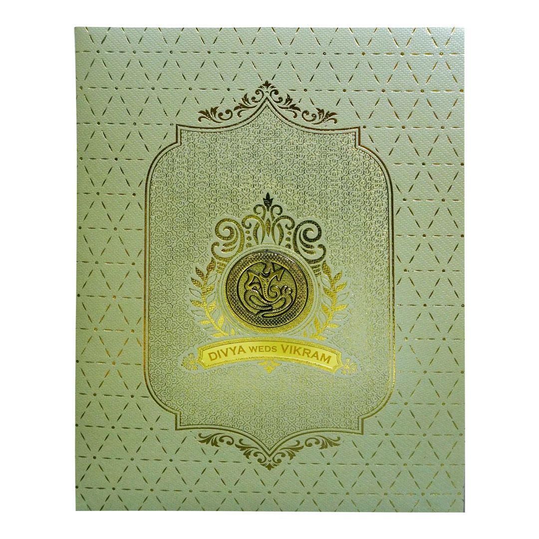 Pista Green Textured Wedding Card-KNKGN5032 - Image 3