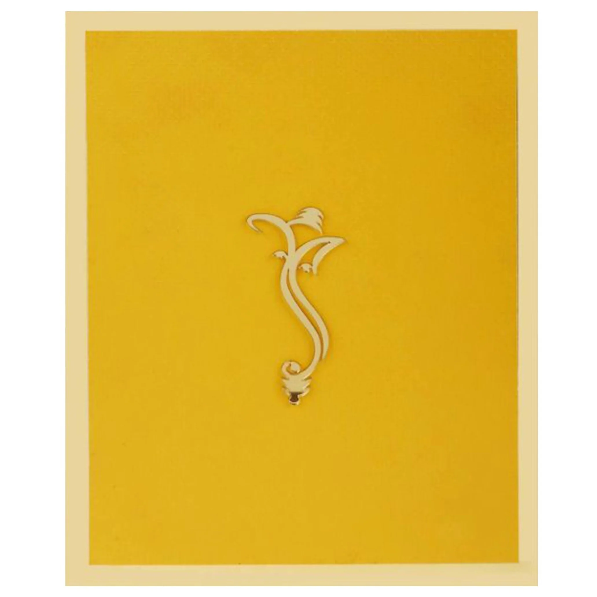 Plain Yellow Shading Ganesha Padded Wedding Card - KNK1584 - Image 3