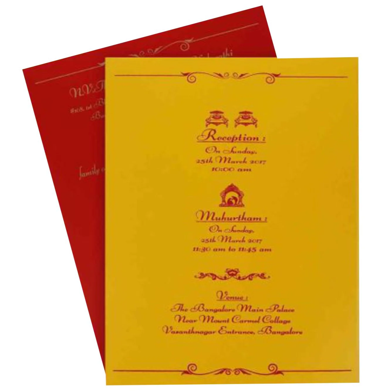 Plain Yellow Shading Ganesha Padded Wedding Card - KNK1584 - Image 5