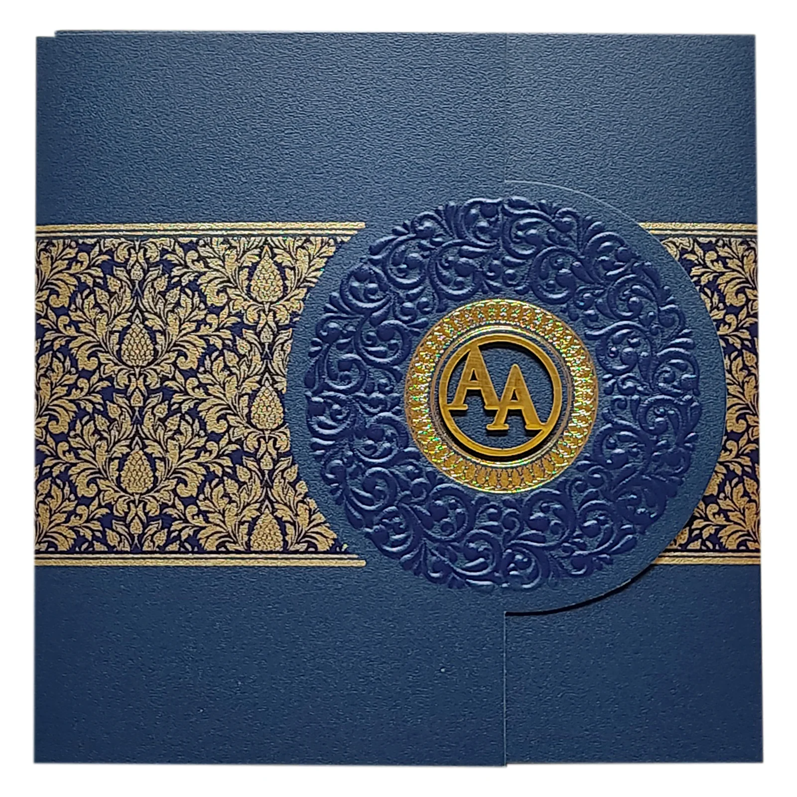 Blue Floral Door Wedding Card Design-KPR05360 - Image 3