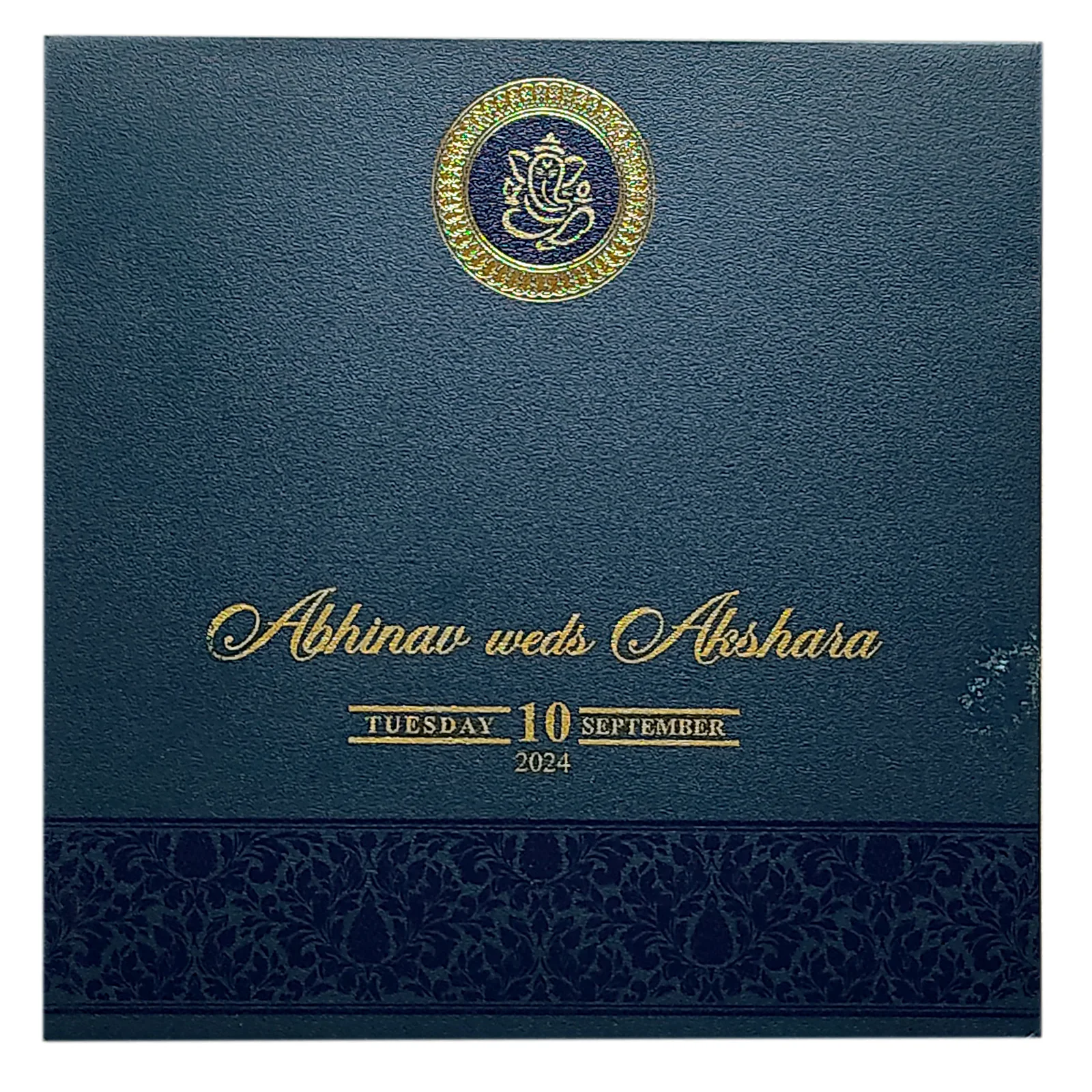 Blue Floral Door Wedding Card Design-KPR05360 - Image 4