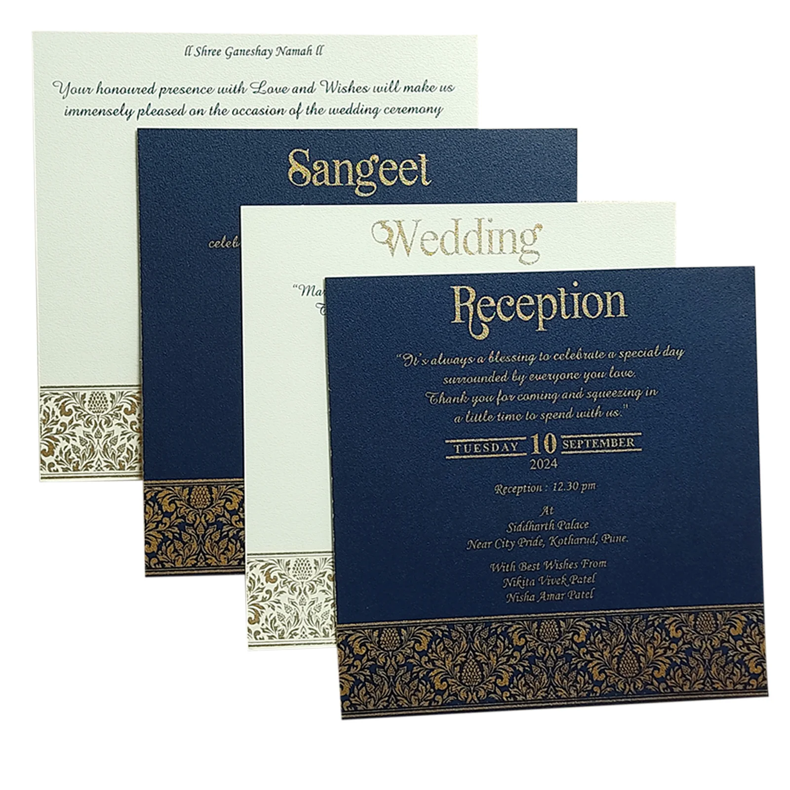 Blue Floral Door Wedding Card Design-KPR05360 - Image 5
