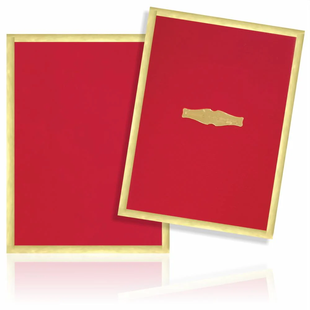 Pristine Royal Red Shading With Gold Border Padding Wedding Card - KNK4680 - Image 2