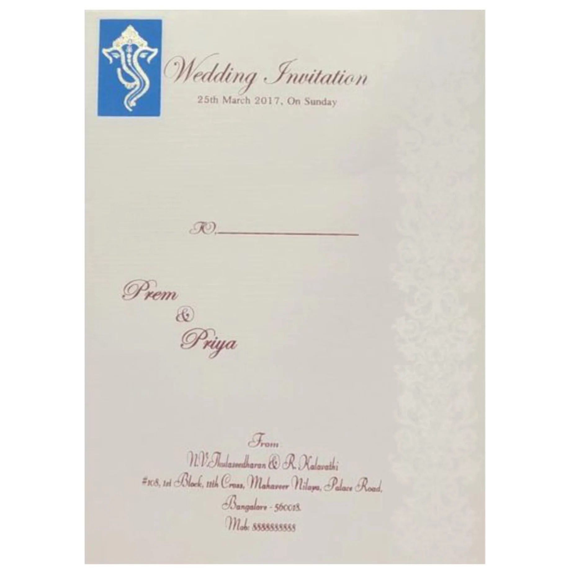 Pristine White Shading With Ganesha Theme Box Type Wedding Invitation Card - KNK1187 - Image 4