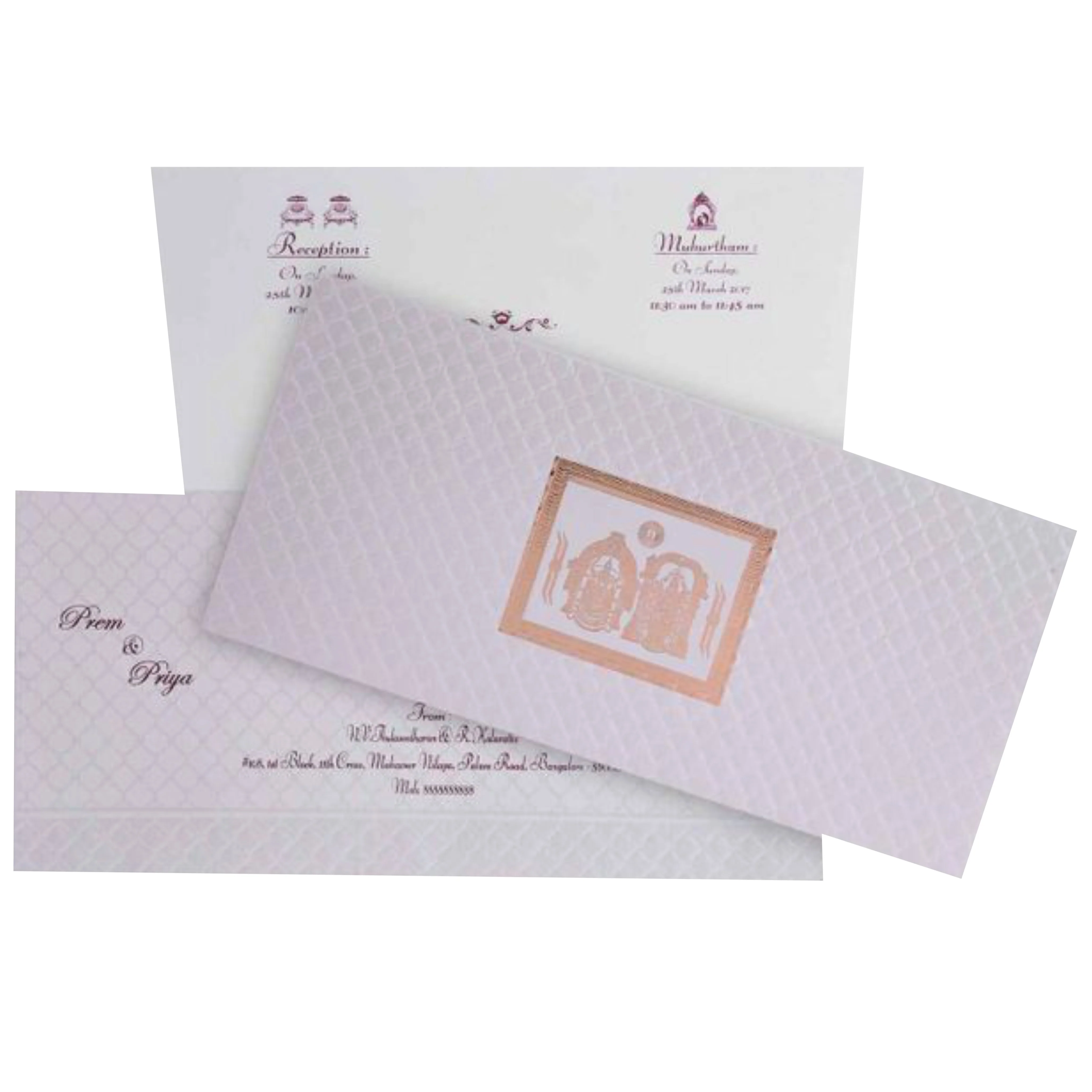 Pristine White Shading With Gold Foiling Balaji And Padhmavathi Wedding Card - KNK2521