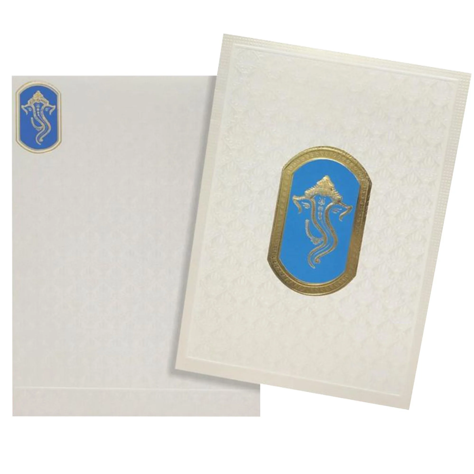 Pristine White Shading With Gold Foiling Ganesha Wedding Card - KNK4083 - Image 2