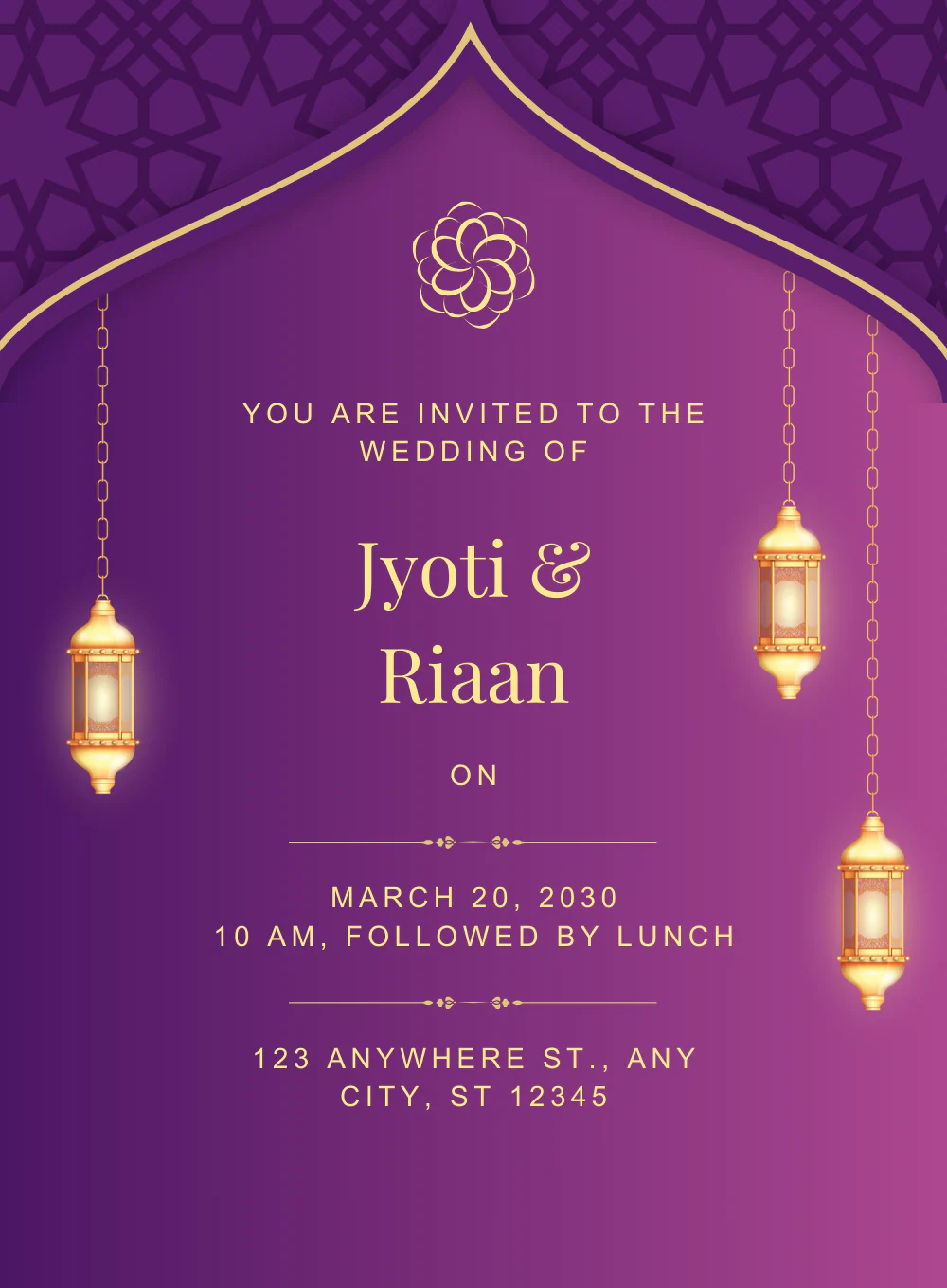 Purple and Gold Traditional Indian Wedding Invitation-EINK0043