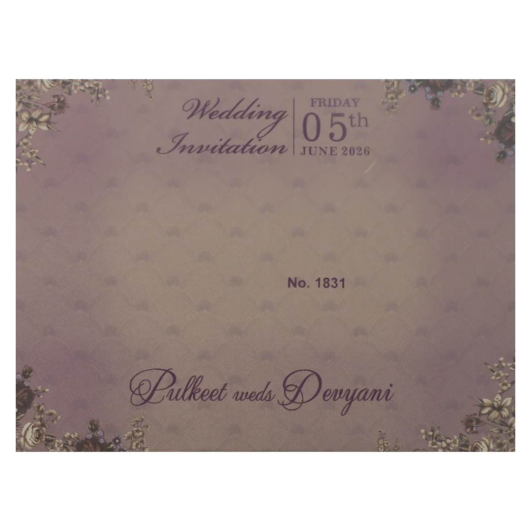 Purple Floral Gold Padded Wedding Card-KJTS1831 - Image 4