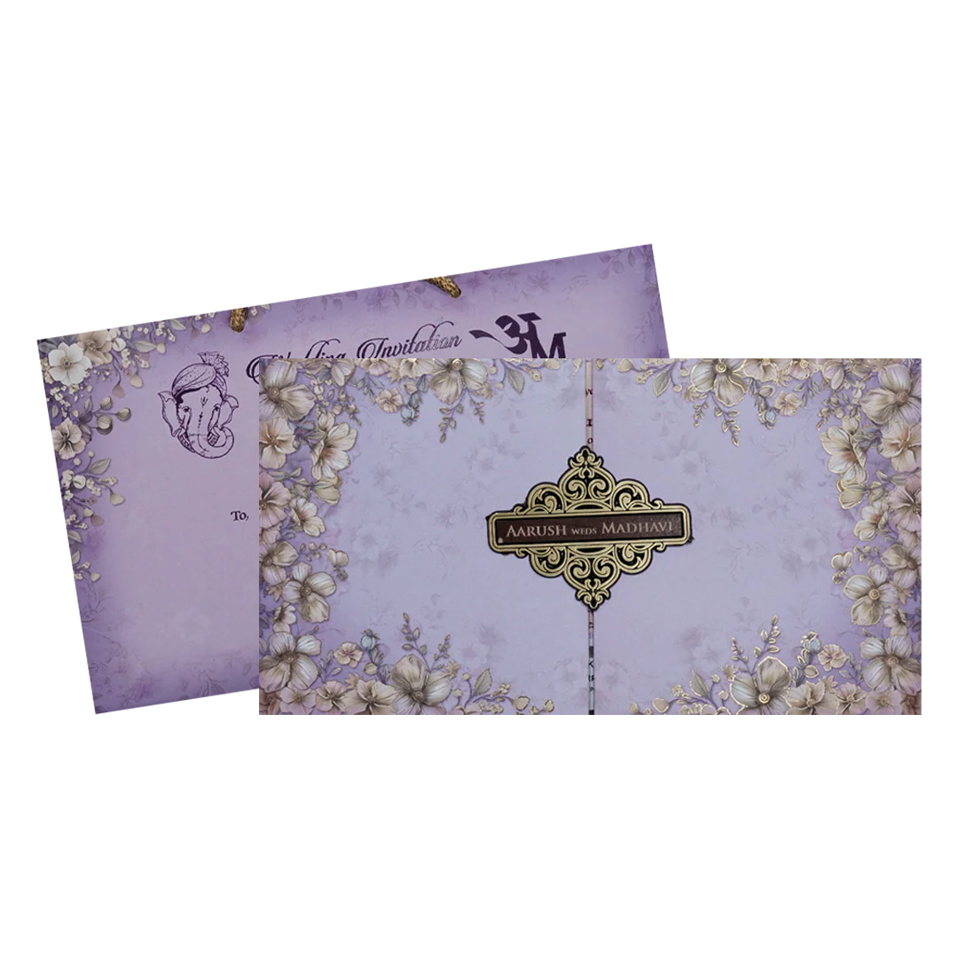 Purple Floral Padded Wedding Card-KSH72280 - Image 2