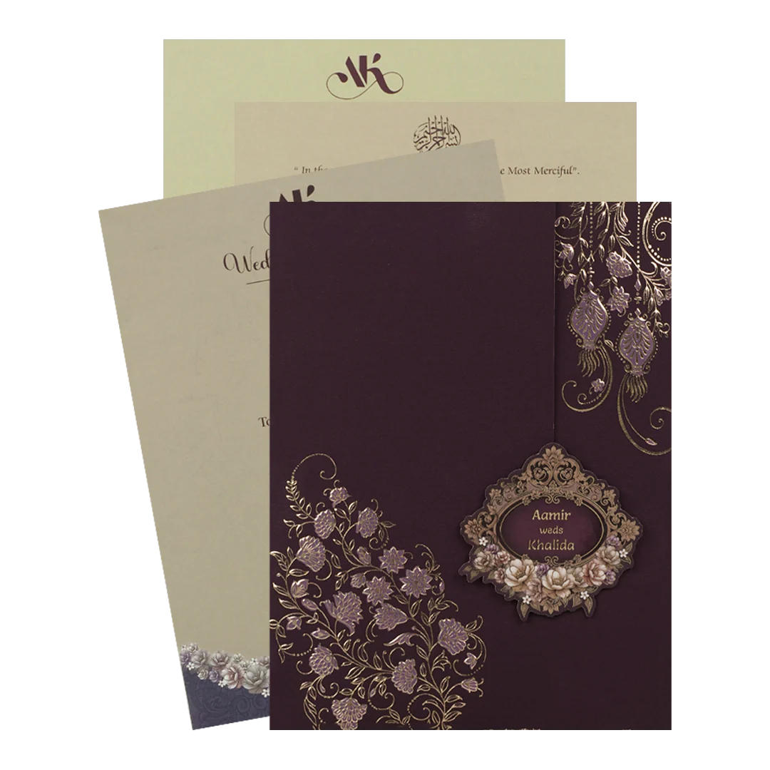 Purple Floral Wedding Card-KSI65020