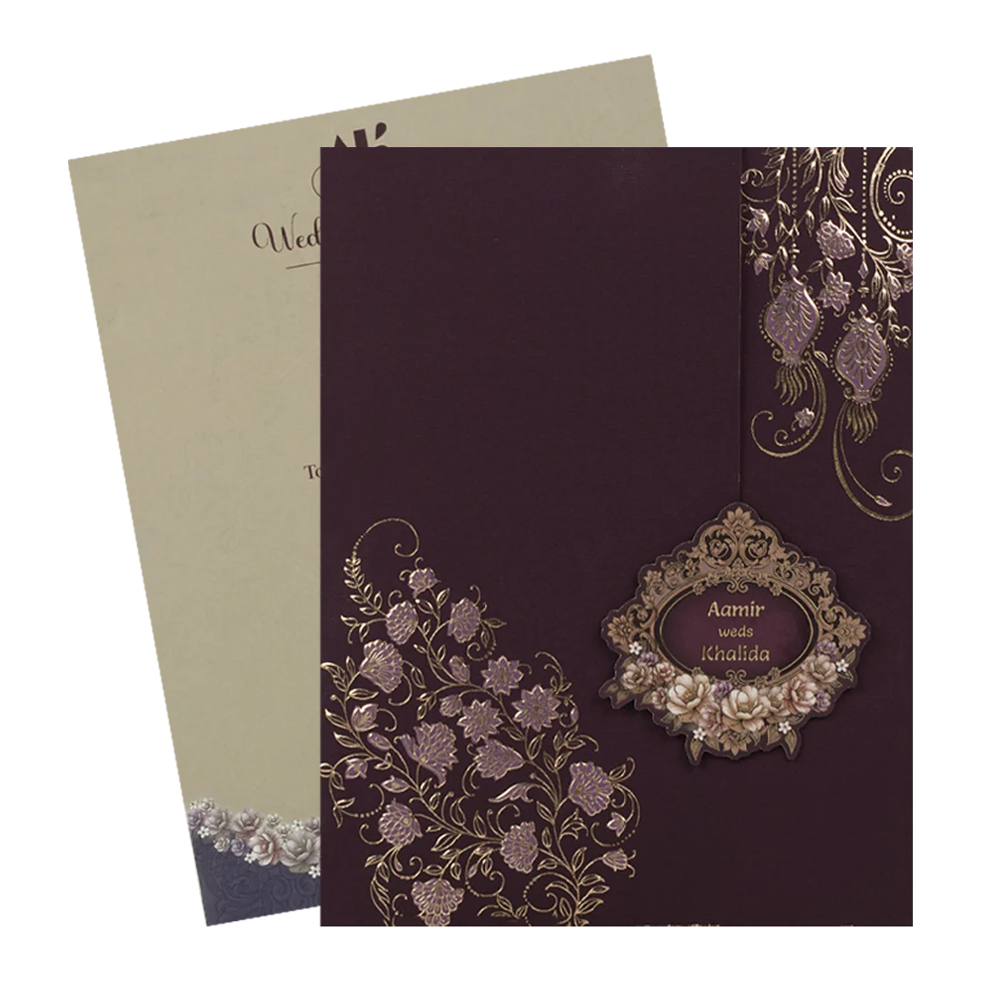 Purple Floral Wedding Card-KSI65020 - Image 2