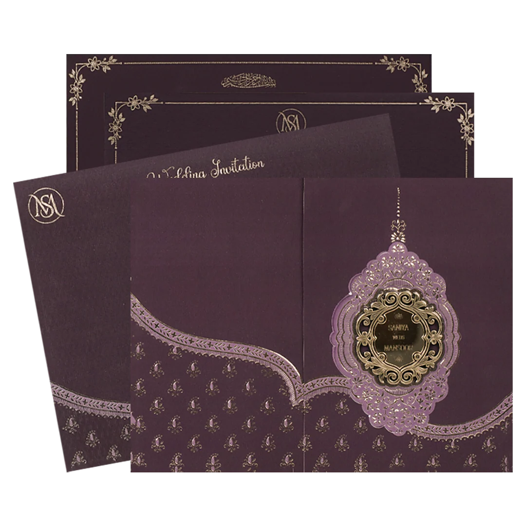 Purple Gold Floral Wedding Card-KSI65110