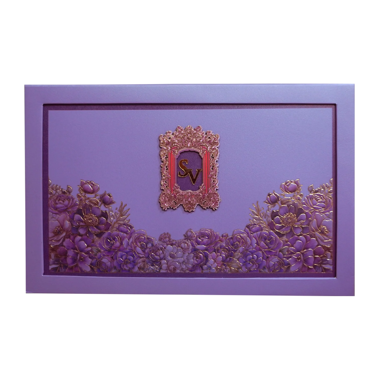 Purple Gold Foiled Floral Invitation Card-KPR24400 - Image 3