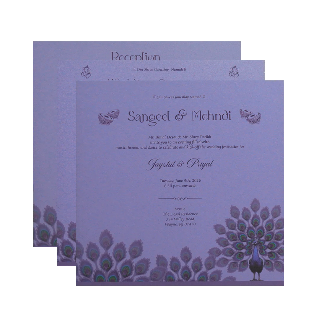 Purple Peacock Luxury Wedding Invitation Card-KPR24790 - Image 5