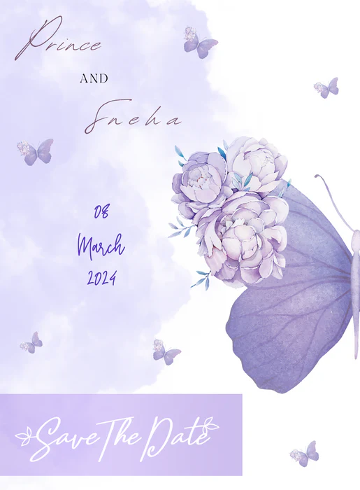 Purple Butterfly Save The Date-AASAV003 - Image 2