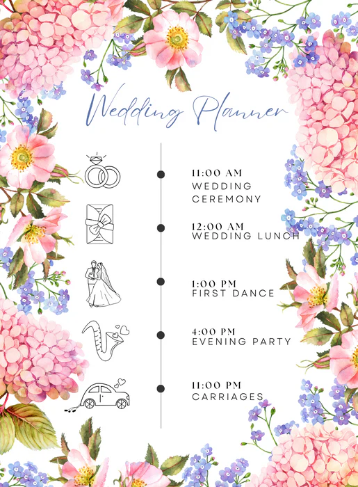 Purple Floral Wedding Itinerary-AAWII020 - Image 2