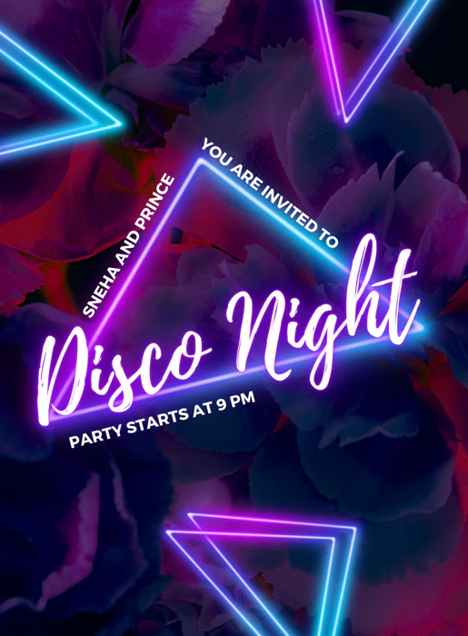Purple Light Wedding Disco Invitation-AAVSI005 - Image 2