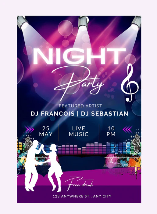 Purple Night Dance Party Invitation-AADPI022 - Image 2