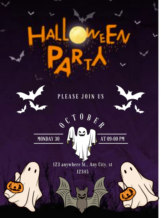 Purple Panic Holloween Invitation-AAHOO012 - Image 2