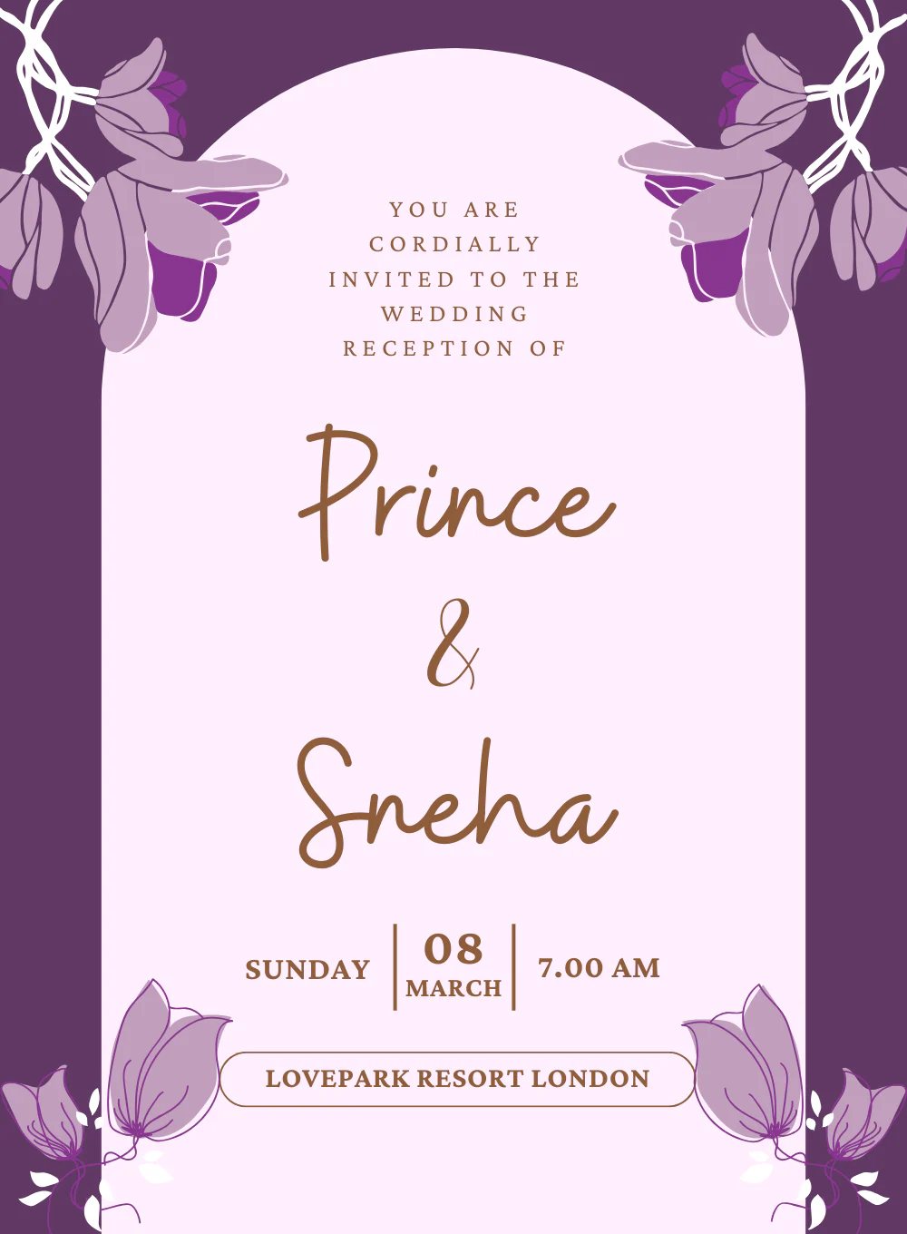 Purple Watercolor Wedding Reception Invitation-AAWPI008