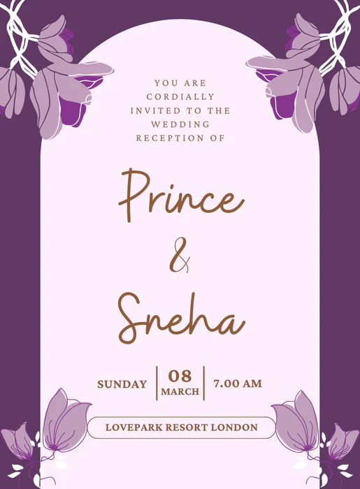 Purple Watercolor Wedding Reception Invitation-AAWPI008 - Image 2