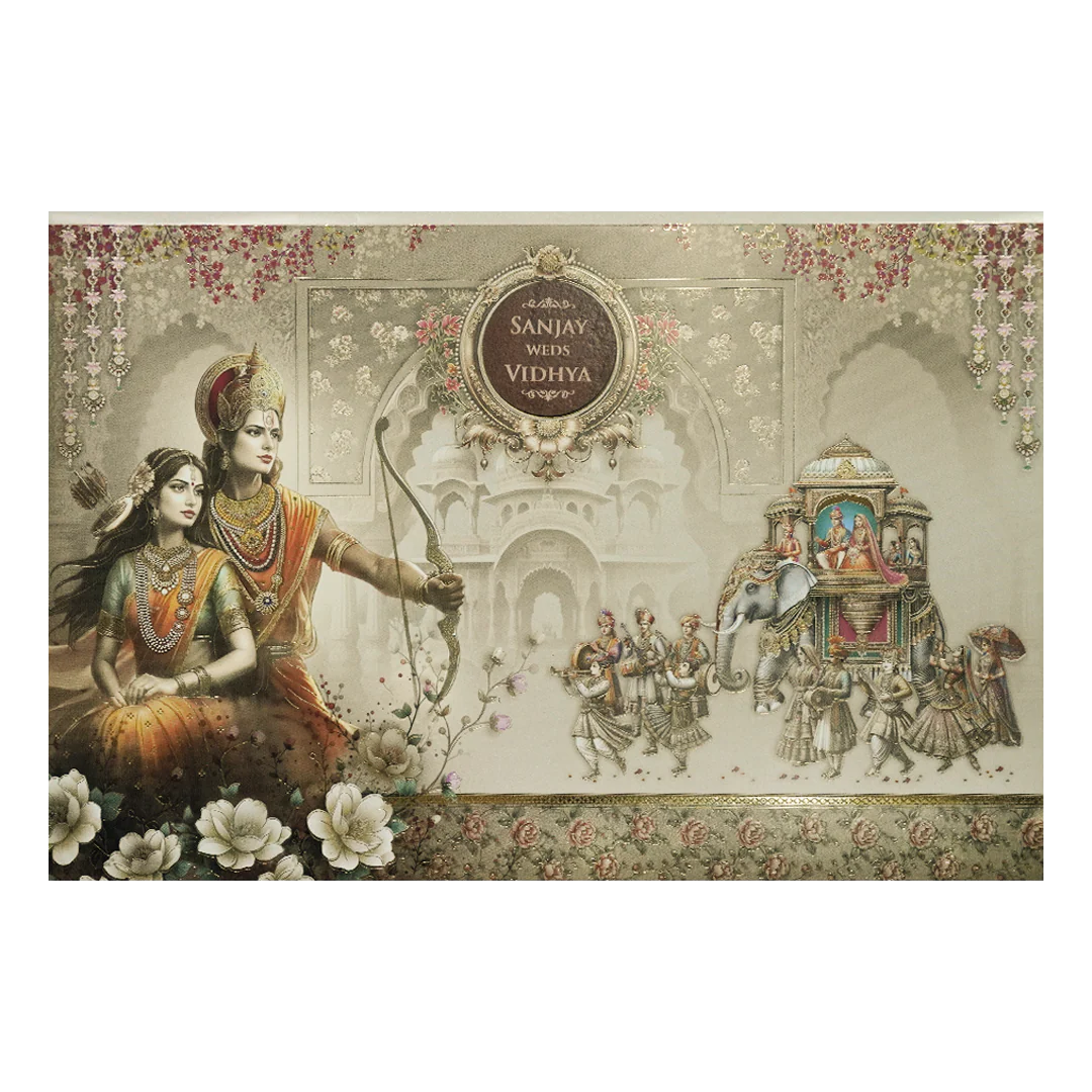 Ram Sita Procession Wedding Card-KSH73110 - Image 3