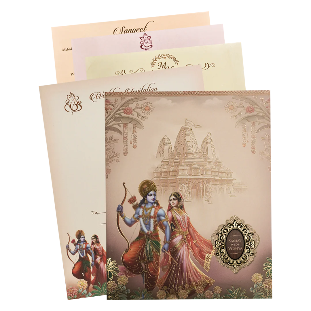 Rama Sita Temple Themed Wedding Card-KSH72320