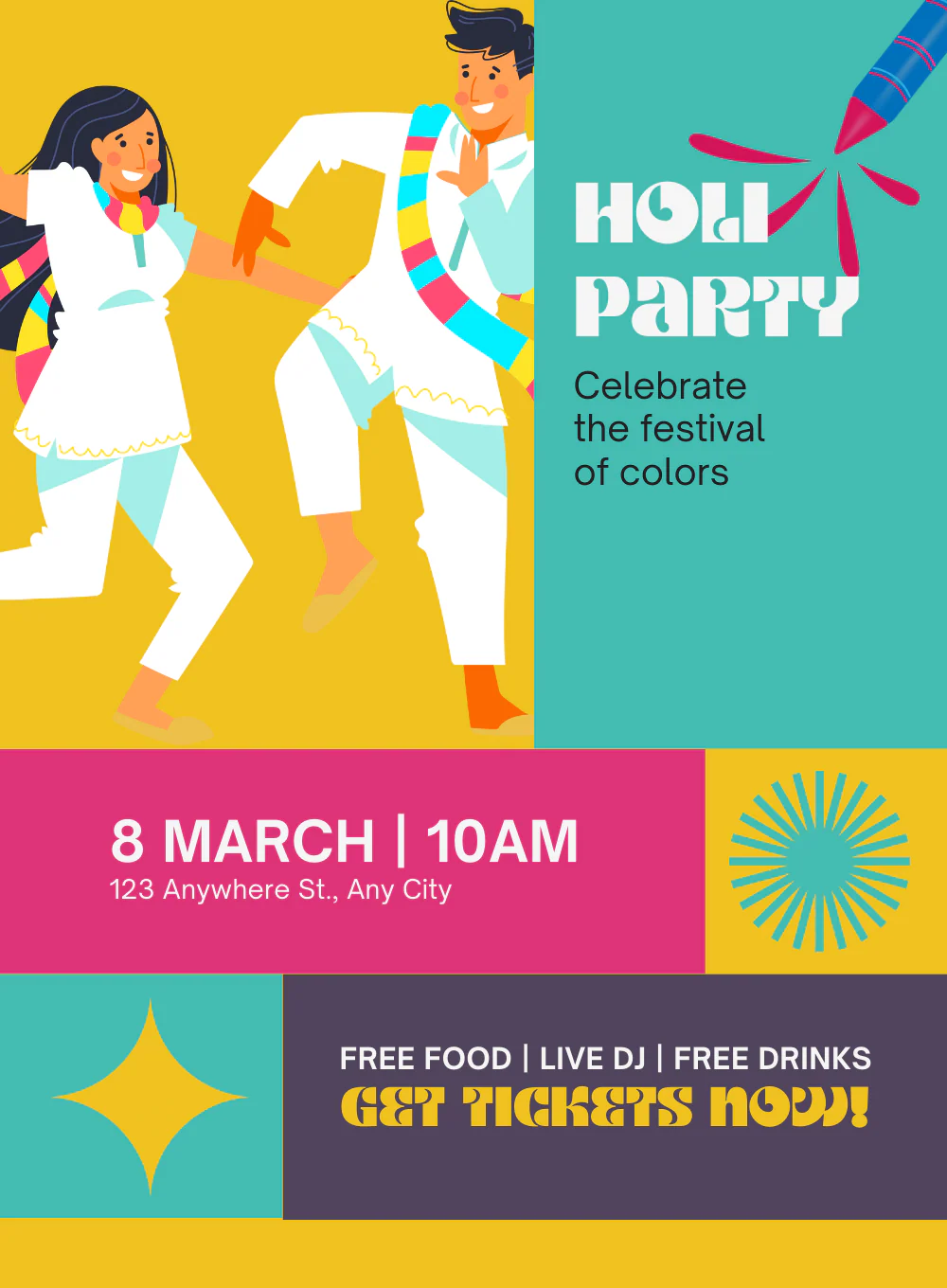Rangeela Holi Party Invitation-AAHPI006