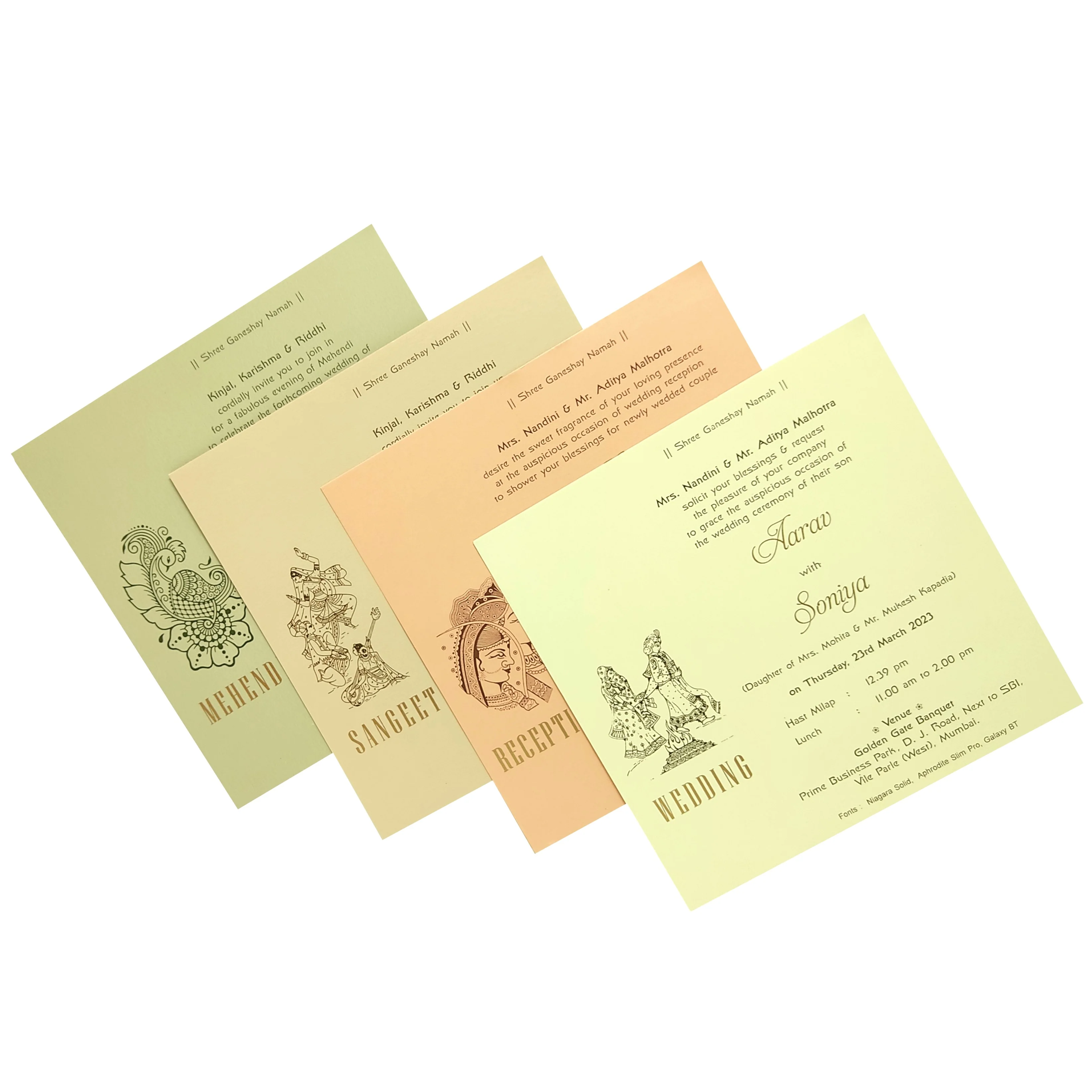 Beige Embossed Invitation Card-KRC28721 - Image 5