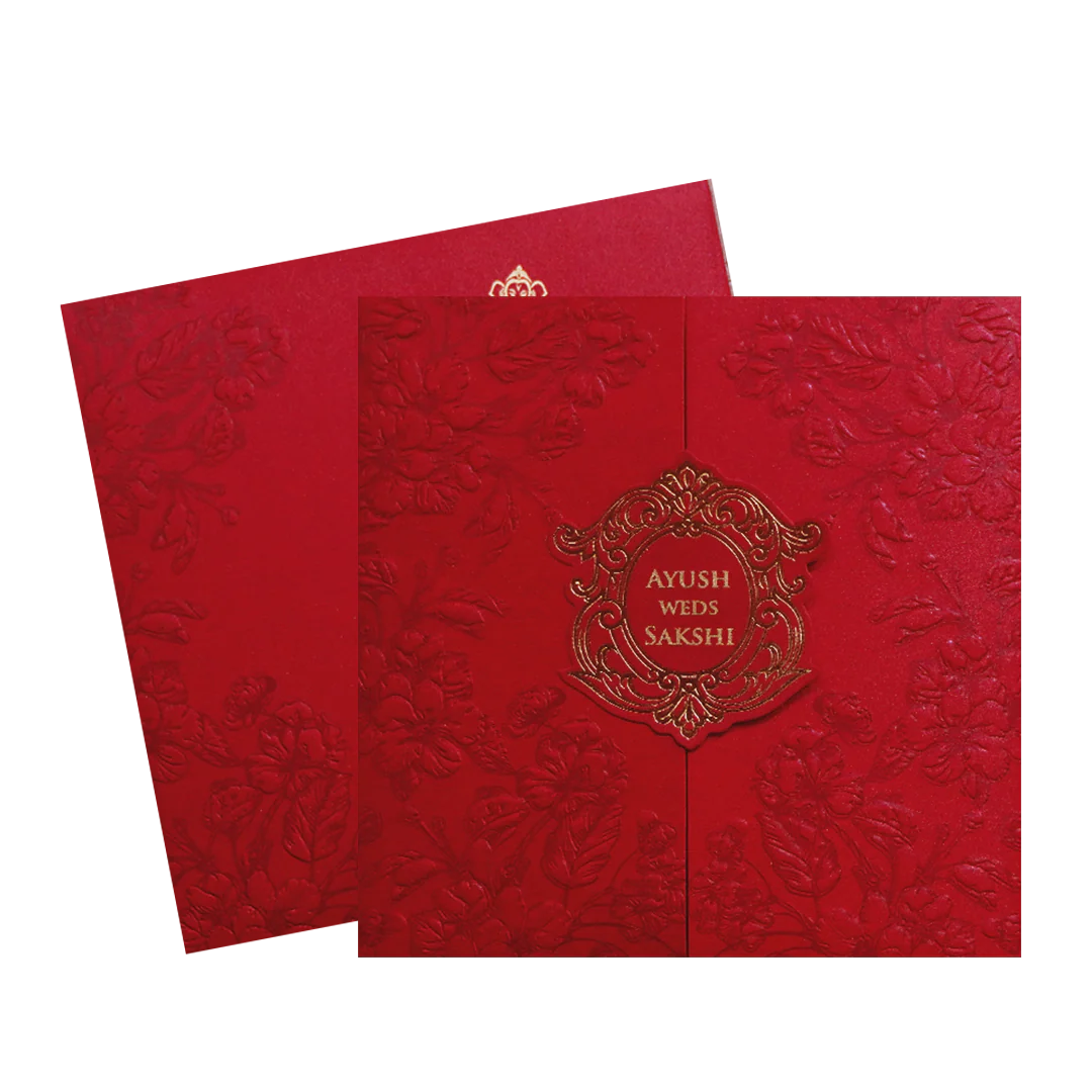Red Floral Door Style Opening Wedding Invitation-KPR06070 - Image 2