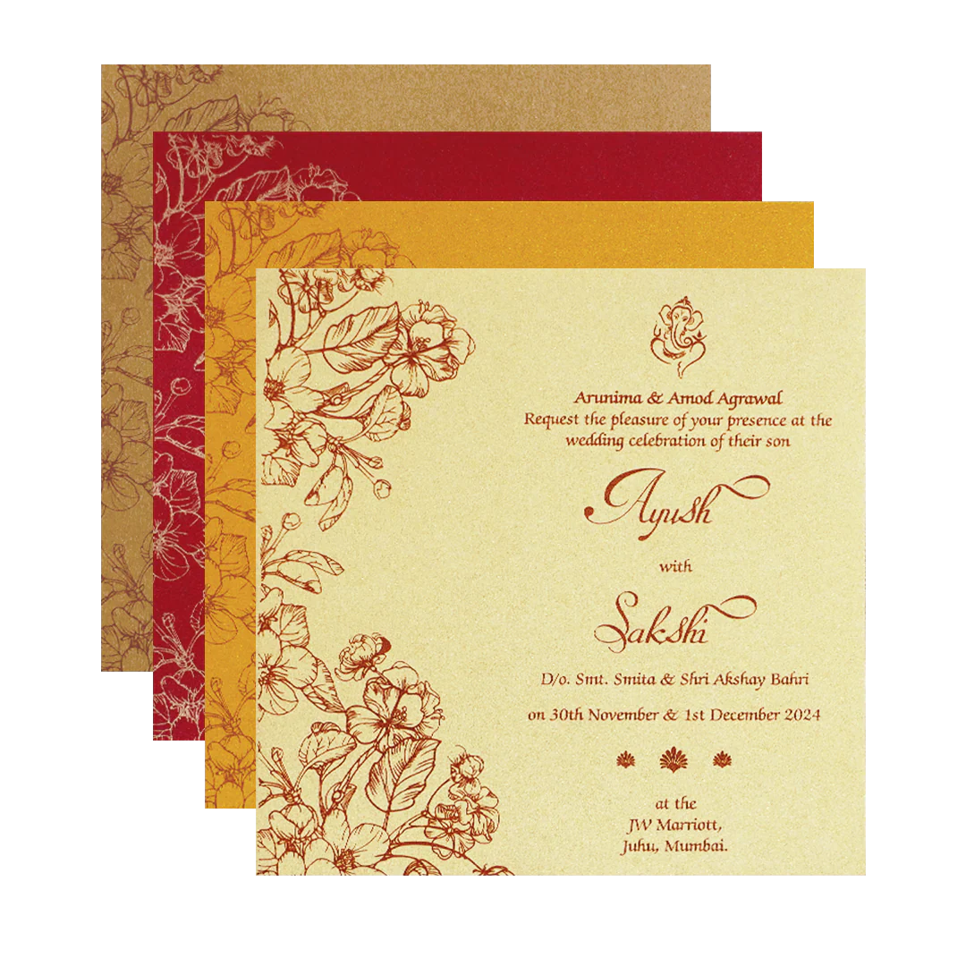 Red Floral Door Style Opening Wedding Invitation-KPR06070 - Image 5