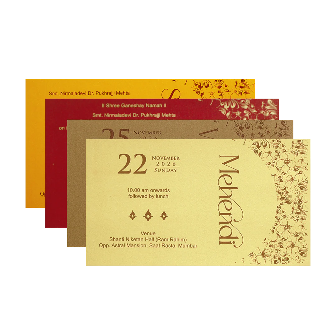 Red Floral Medallion Wedding Invitation Card-KPR06390 - Image 5