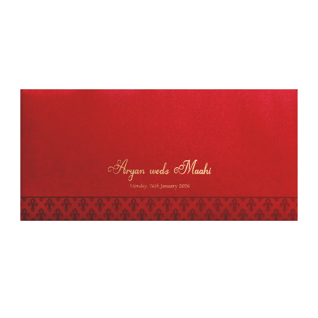 Red Gold Embossed Regal Wedding Invitation Card-KPR06270 - Image 4