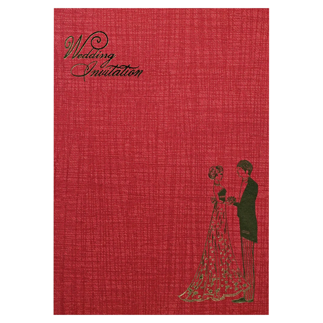 Red Gold Foiled Bride Groom Wedding Card-KNPP712R - Image 3
