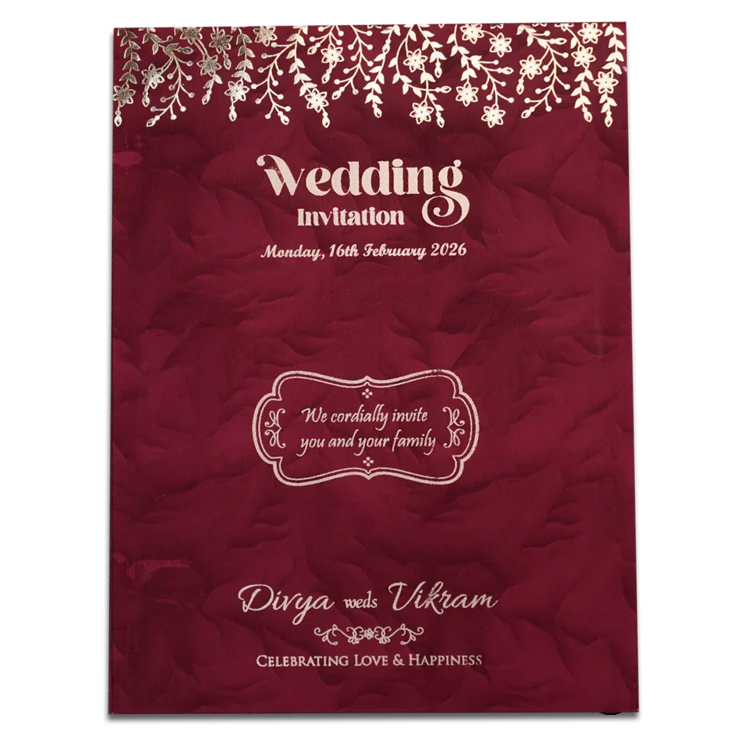Red Gold Single Sheet Wedding Card-KNPD1485 - Image 3
