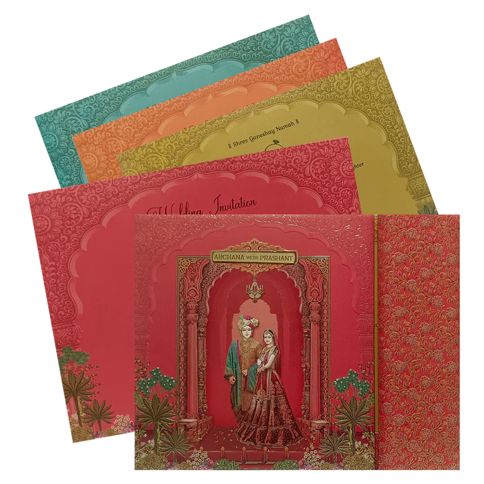 Red Padded Wedding Card-KSI12100
