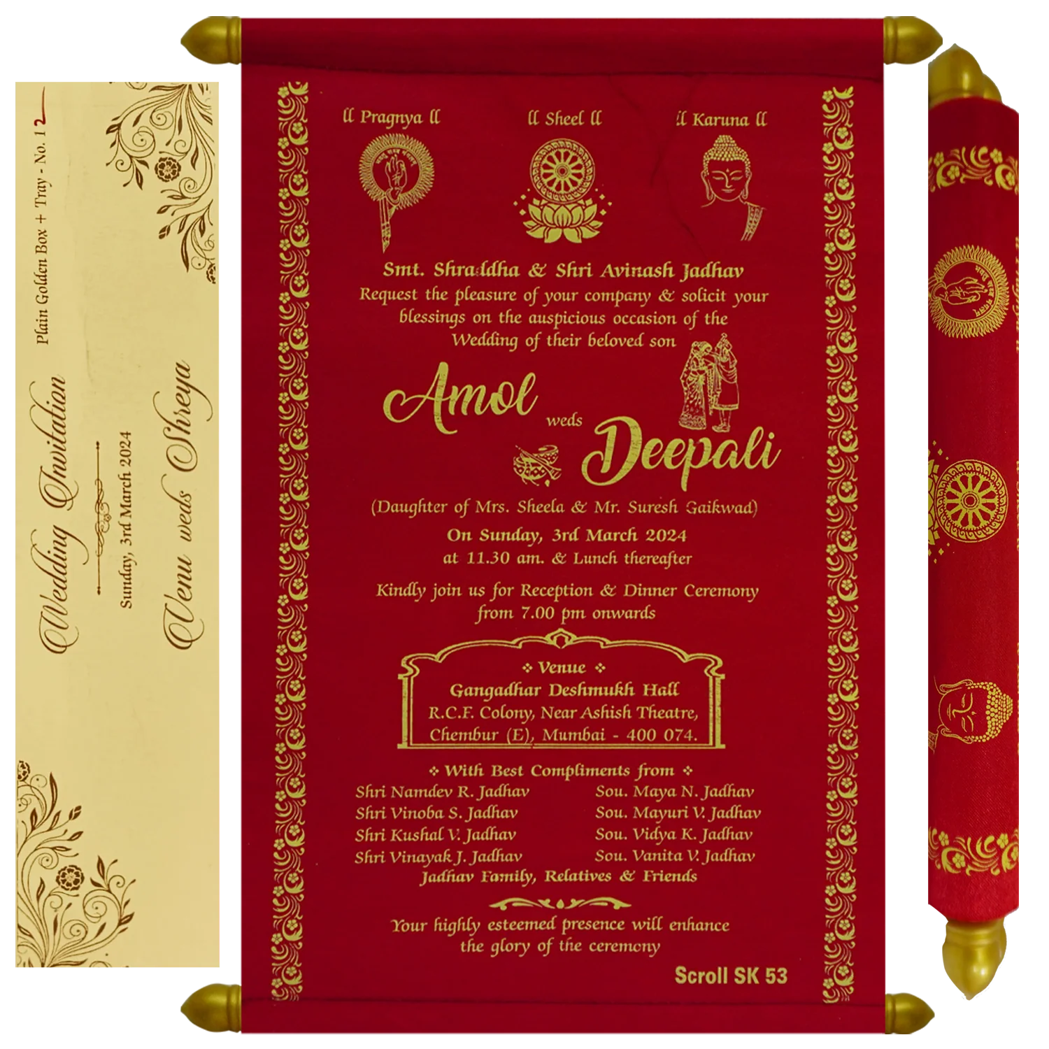 Red Scroll Wedding Card-KJTS0053