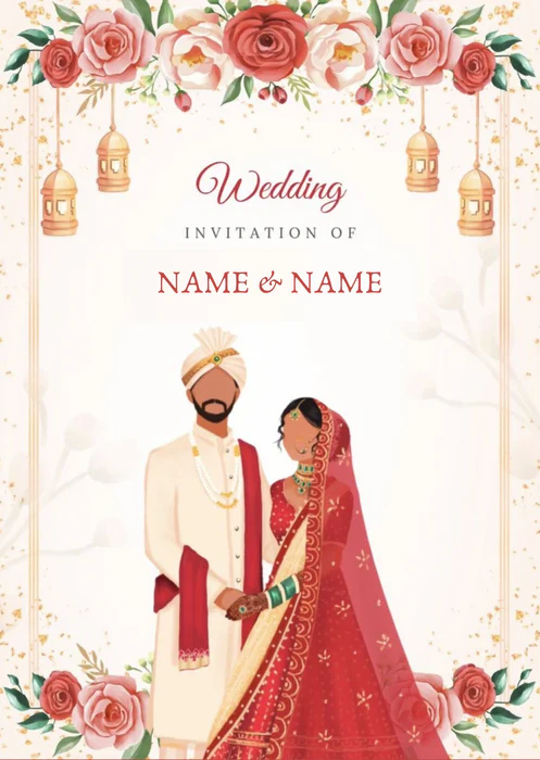 Red And White Floral Traditional Wedding Invitation-AATWI003 - Image 2