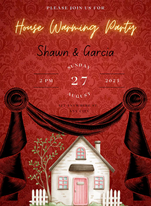 Red Background Housewarming Invitation-AAHMI0017 - Image 2
